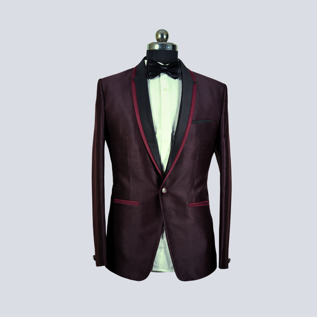 Wine Shawl Collar Tuxedo Set