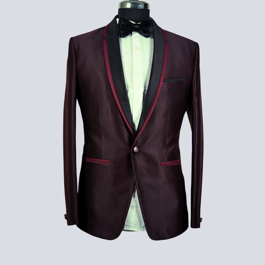 Wine Shawl Collar Tuxedo Set
